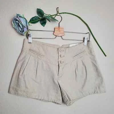 Elevenses Women Linen Blend Mid-Rise Cream Zip Button Fly Casual Shorts Sz 2 - Image 1 of 4
