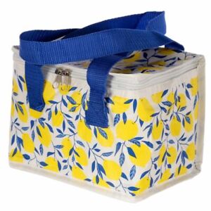 NEW Lemon Print Small Insulated Cool Lunch Sack Lunch Bag Snack Picnic Tote