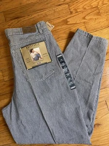 Vintage Brittania 80’s Denim Light Blue Stripe High Waisted Mom Jeans SZ 16 NWT - Picture 1 of 10