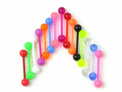 10 piezas Piercing corporal a granel colorido flexible barra perno lengüeta anillo barras de bola Foto 1 de 4