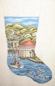 Needlepoint Handpainted Christmas Stocking Avalon Catalina Needle Crossings 23" - Picture 1 of 1