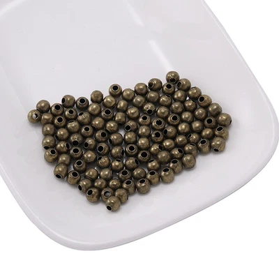1000 Pcs Metal Small Round Beads 3.2mm Mini Smooth Ball Spacer Jewelry Finding - Image 1 of 4