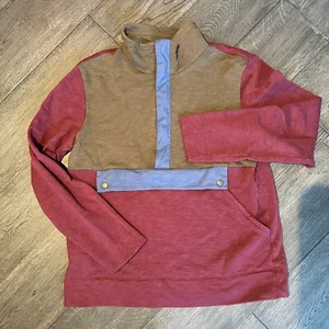 LL Bean Signature Sweatshirt Rot Colorblock Anorak 1/2 Zip Herren M - Bild 1 von 7