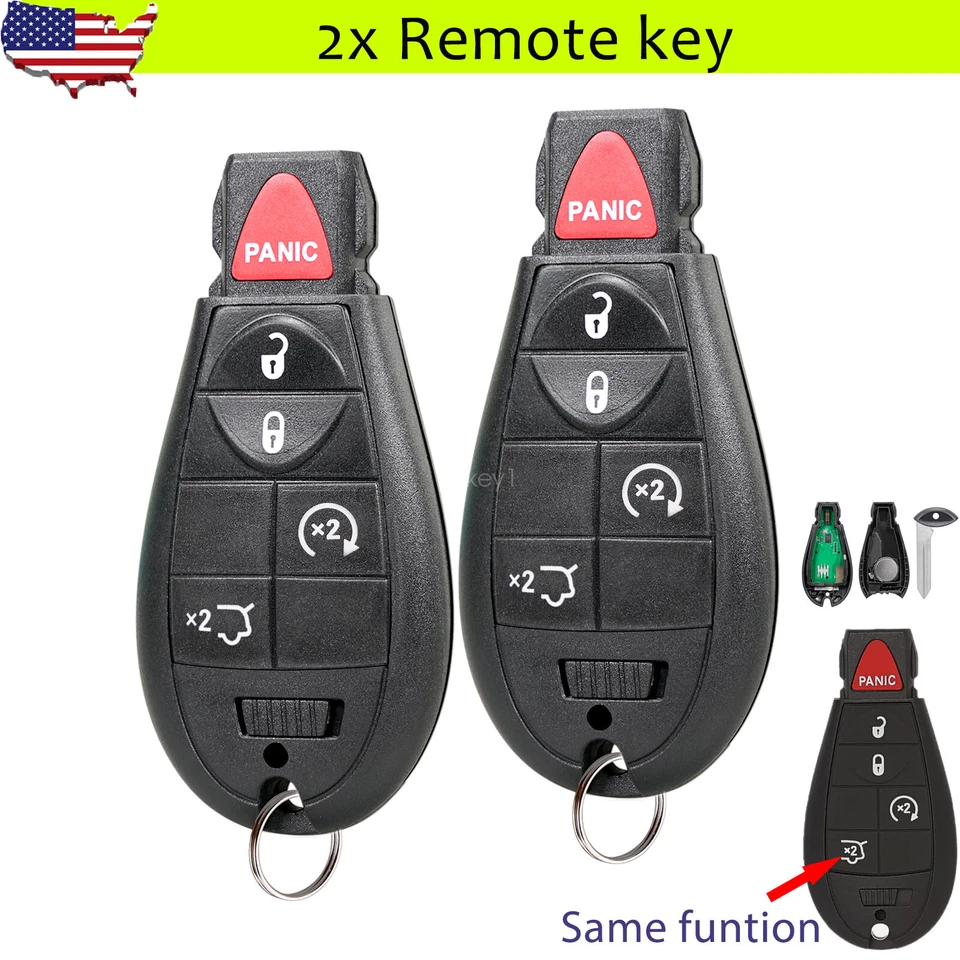 2 For 2008 2009 2010 2011 2012 2013 Jeep Grand Cherokee Remote Key Fob IYZ-C01C - Image 1 of 4