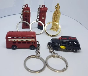 5X LONDON SOUVENIR KEYRINGS UK BRITISH MINIATURE KEY RINGS METAL KEYCHAIN GIFT - Picture 1 of 3