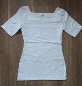 Mary Quant S 8-10  Square Neck White Lycra Top 1980's Prototype SEE MEASUREMENTS - Picture 1 of 3