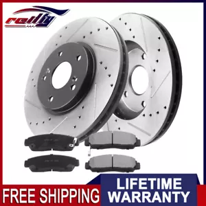 11.81" Front Drilled Brake Rotors & Brake Pads For Acura TL CL TSX Honda Accord - Foto 1 di 9