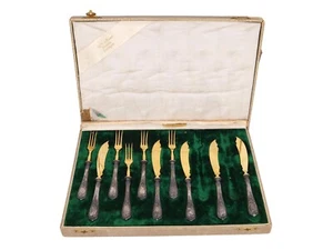 ANTIQUE GILT CONTINENTAL SILVER CUTLERY SET IO - Picture 1 of 5