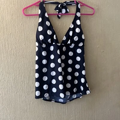 LIZ CLAIBORNE TRAJE DE BAÑO AZUL MARINO LUNARES TANKINI halter TOP TALLA M Foto 1 de 4