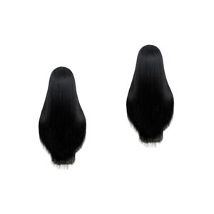  2 pièces perruque femme partie centrale dentelle noire cheveux longs droits mode européenne