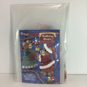 NEEDLECRAFT CHRISTMAS TRIMMINGS WALKING BEARS PLASTIC CANVAS KIT - NEW - K4bx2 - Picture 1 of 2