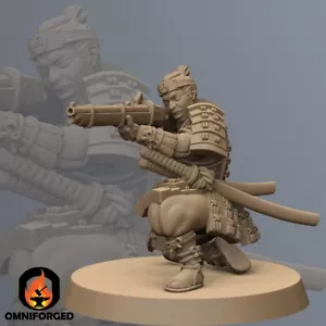 Samurai Miniature Musketman Ranged Mini Dungeons and Dragons Mini DnD 5e 28mm - Picture 1 of 1