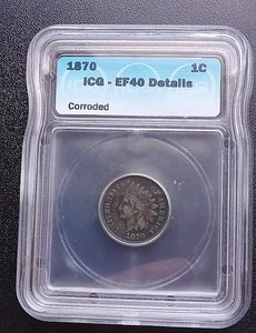 1870 Indian Head Cent EF40 Details ICG - Picture 1 of 2