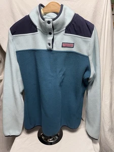 Vineyard Vines Color Block Blues 1/4 Knopf Fleecepullover Damen Gr. L - Bild 1 von 5