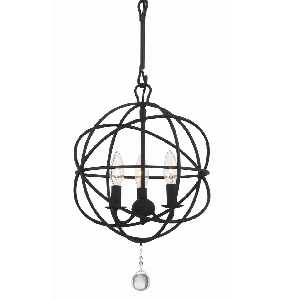 Подвеска в виде клетки Crystorama Lighting Group 9225 Solaris 3 лампы 13 дюймов Вт - черная - Изображение 1 из 4