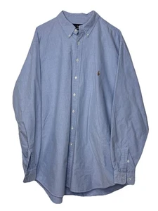 Camicia vintage Ralph Lauren Yarmouth vestibilità classica grande e alta 2XLT con bottoni blu - Foto 1 di 10