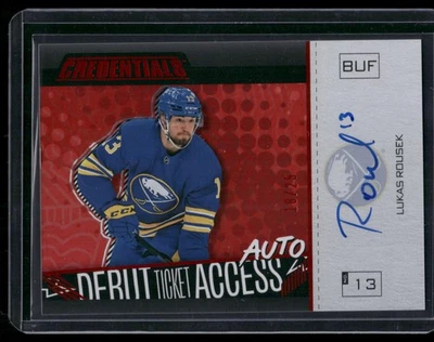 #DTAAH-LR Lukas Rousek 2023-24 Actualización - Boleto de debut Acceso Autos Rojo #/25 Foto 1 de 2