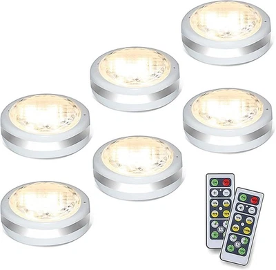 Starxing Puck Lights with Remote, Battery Operated Under 6PK, Natural White  - Image 1 of 4