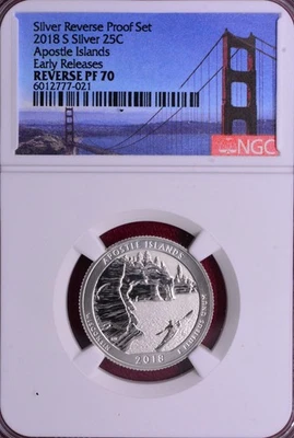 5-COIN SET NGC PF-70 EARLY RELEASE! 2018-S SILVER REVERSE PROOF QUARTER SET - Image 1 of 4
