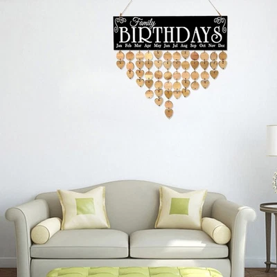  Birthday Reminder Calendar Wall Decorations Wooden Hanging Board for - Image 1 of 4