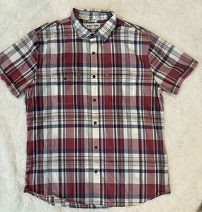 Express Herren kariert tailliert Button Down Kurzarm Gr. M rot-weiß - Bild 1 von 4