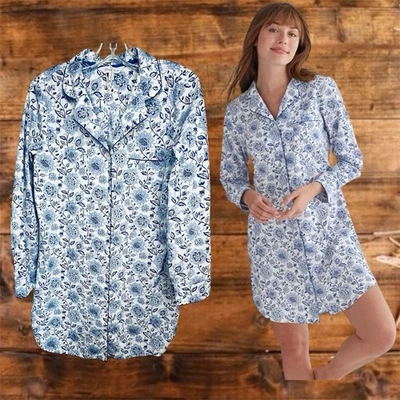 The Company Store Nightshirt Small Cottagecore Button Front Cotton Nightgown - image 1 of 4