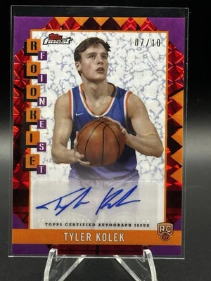 2025 TOPPS FINEST BASKETBALL TYLER KOLEK RC AUTO RED ROOKIE FINEST AUTO /10 SP - Image 1 of 2