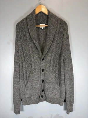 Jaeger Mens Grey Shawl 100% Wool Cardigan Size Large L Fisherman English Sweater - Image 1 of 4