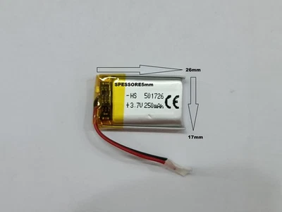 batteria a litio di polimeri 3.7 v250mha gps auricolari rc arduino bluetooth - Immagine 1 di 3