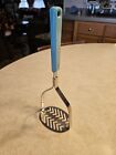 Vintage Ekco Forge Potato Masher Ricer Blue Handle Stainless Steel Made in USA