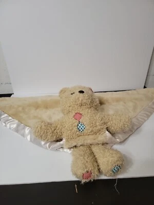 My Banky Baby Lovie Lovey Blanket 15” Billy Button Bear Satin Trim - Image 1 of 4