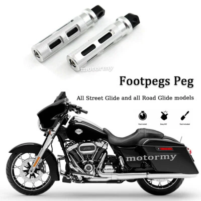 Reposapiés cromados para carretera reposapiés para Harley Davidson Street Glide Road Glide Foto 1 de 4