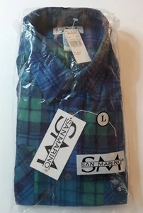  Mens San Marino Plaid  Button-Down Flannel Shirt Large  - Picture 1 of 7