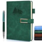  Leather Lined Notebook Journal for Women Men，A5 Hardcover Ruled Paper Green