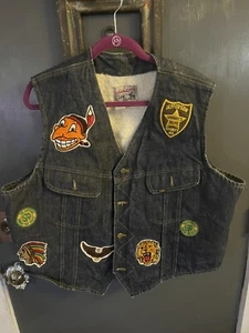 Vintage Lee Storm Rider Jeansweste mit Patches XXL - Bild 1 von 11