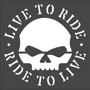 Klare Kunststoffschablone - Live To Ride Skull (RE437) (4""x4"" bis 8""x8"" zur Auswahl) - Bild 1 von 2