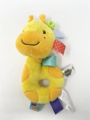 Taggies 黄色橙色长颈鹿戒指摇铃毛绒婴儿玩具丝带环 — 第 1/4 张图片