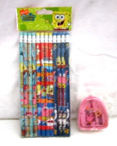 SpongeBob Schwammkopf Figuren 12er Set Holzstifte & Figurenspitzer - Neu - Bild 1 von 2