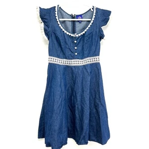Disney Beauty and the Best Girl Blue Denim Dress with Lace Zip Back Size XS - Picture 1 of 9