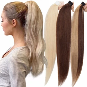 Thick Real Remy Jaw Claw Ponytail Clip In 100% Human Hair Extensions Pony Tails - Picture 1 of 12