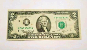 1976 Miscut Misaligned. Error $2 Bicentennial TWO DOLLAR BILL Circulated - Picture 1 of 6