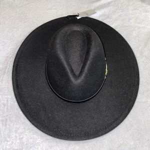 Rue21 Women OSFM Cowgirl Hat Black Golden Belted Style Polyester Lightweight NWT - Picture 1 of 11