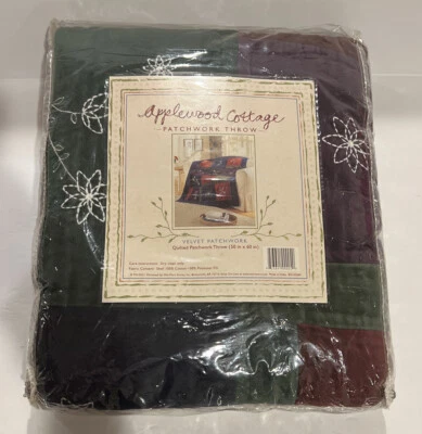 NEW OTHER Velvet Patchwork Throw (RN-52459) 50x60” by Applewood Cottage - Image 1 of 4