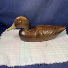 Mid Century Vintage Solid Wooden Decoy Duck With Brass Bill 1475