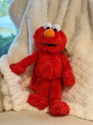 Mochila ajustável de pelúcia oficial nova com etiquetas Elmo Sesame Street 18" - Imagem 1 de 2