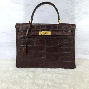 CRISTIAN FLORENCE Croco Embossed Satchel Handbag Purse USED Good Condition Japan - Picture 1 of 12