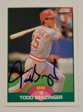 TODD BENZINGER Signed 1989 Score Traded #15T Cincinnati Reds Card Autograph