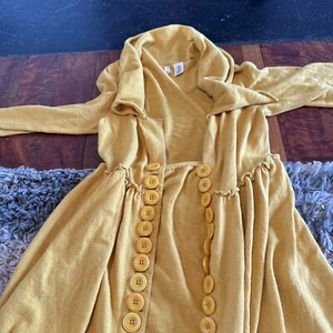 moth anthropologie cardigan Buttons Sz Small Open Yellow LN - Picture 1 of 8