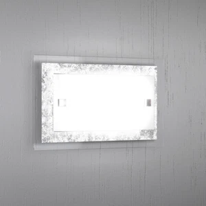 Applique Moderna Tray Metallo Bianco Vetro Foglia Argento 1 Luce E27 - Foto 1 di 3