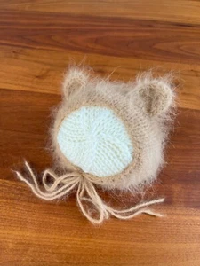 Newborn Photo Prop Photo Shoot Outfit Boy Girl Bear Bonnet - Picture 1 of 4